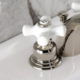 Victorian Two-Handle 3-Hole Deck Mount Mini-Widespread Bathroom Faucet with Plastic Pop-Up