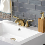 Restoration Two-Handle 3-Hole Deck Mount Mini-Widespread Bathroom Faucet with Pop-Up Drain