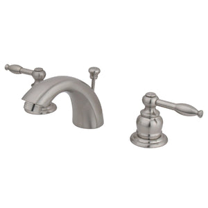 Knight Two-Handle 3-Hole Deck Mount Mini-Widespread Bathroom Faucet with Pop-Up Drain