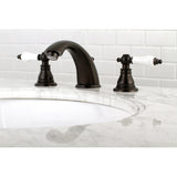 American Patriot Two-Handle 3-Hole Deck Mount Widespread Bathroom Faucet with Retail Pop-Up Drain