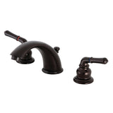 Magellan Two-Handle 3-Hole Deck Mount Widespread Bathroom Faucet with Brass Pop-Up Drain