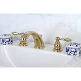 Victorian Two-Handle 3-Hole Deck Mount Widespread Bathroom Faucet with Brass Pop-Up Drain