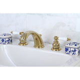 Victorian Two-Handle 3-Hole Deck Mount Widespread Bathroom Faucet with Brass Pop-Up Drain