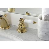 Victorian Two-Handle 3-Hole Deck Mount Widespread Bathroom Faucet with Brass Pop-Up Drain