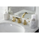 Victorian Two-Handle 3-Hole Deck Mount Widespread Bathroom Faucet with Brass Pop-Up Drain