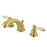 Victorian Two-Handle 3-Hole Deck Mount Widespread Bathroom Faucet with Brass Pop-Up Drain