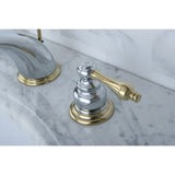 Victorian Two-Handle 3-Hole Deck Mount Widespread Bathroom Faucet with Retail Pop-Up Drain