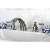 Victorian Two-Handle 3-Hole Deck Mount Widespread Bathroom Faucet with Retail Pop-Up Drain