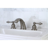 Victorian Two-Handle 3-Hole Deck Mount Widespread Bathroom Faucet with Brass Pop-Up Drain