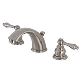 Victorian Two-Handle 3-Hole Deck Mount Widespread Bathroom Faucet with Brass Pop-Up Drain