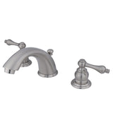 Victorian Two-Handle 3-Hole Deck Mount Widespread Bathroom Faucet with Retail Pop-Up Drain