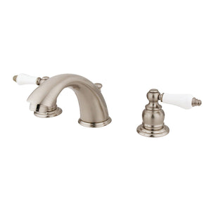 Victorian Two-Handle 3-Hole Deck Mount Widespread Bathroom Faucet with Retail Pop-Up Drain