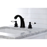 Victorian Two-Handle 3-Hole Deck Mount Widespread Bathroom Faucet with Retail Pop-Up Drain