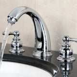 Victorian Two-Handle 3-Hole Deck Mount Widespread Bathroom Faucet with Retail Pop-Up Drain