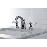 American Patriot Two-Handle 3-Hole Deck Mount Widespread Bathroom Faucet with Retail Pop-Up Drain