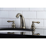 Victorian Two-Handle 3-Hole Deck Mount Widespread Bathroom Faucet with Retail Pop-Up Drain