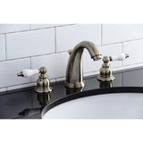 Victorian Two-Handle 3-Hole Deck Mount Widespread Bathroom Faucet with Retail Pop-Up Drain