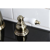 Victorian Two-Handle 3-Hole Deck Mount Widespread Bathroom Faucet with Retail Pop-Up Drain