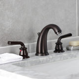 Restoration Two-Handle 3-Hole Deck Mount Widespread Bathroom Faucet with Retail Pop-Up Drain