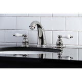 Victorian Two-Handle 3-Hole Deck Mount Widespread Bathroom Faucet with Retail Pop-Up Drain