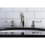 Victorian Two-Handle 3-Hole Deck Mount Widespread Bathroom Faucet with Retail Pop-Up Drain