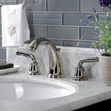 Restoration Two-Handle 3-Hole Deck Mount Widespread Bathroom Faucet with Retail Pop-Up Drain