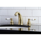 Victorian Two-Handle 3-Hole Deck Mount Widespread Bathroom Faucet with Retail Pop-Up Drain