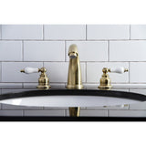 Victorian Two-Handle 3-Hole Deck Mount Widespread Bathroom Faucet with Retail Pop-Up Drain