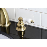 Victorian Two-Handle 3-Hole Deck Mount Widespread Bathroom Faucet with Retail Pop-Up Drain