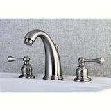 Victorian Two-Handle 3-Hole Deck Mount Widespread Bathroom Faucet with Retail Pop-Up Drain