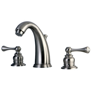 Victorian Two-Handle 3-Hole Deck Mount Widespread Bathroom Faucet with Retail Pop-Up Drain