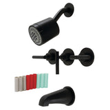 Kaiser Three-Handle 5-Hole Wall Mount Tub and Shower Faucet