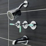 Kaiser Three-Handle 5-Hole Wall Mount Tub and Shower Faucet