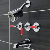 Kaiser Three-Handle 5-Hole Wall Mount Tub and Shower Faucet