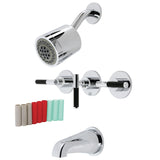 Kaiser Three-Handle 5-Hole Wall Mount Tub and Shower Faucet