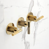 Convergent Triple-Handle Tub and Shower Faucet with Knurled Handle