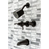 Serena Three-Handle 5-Hole Wall Mount Tub and Shower Faucet