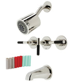 Kaiser Three-Handle 5-Hole Wall Mount Tub and Shower Faucet