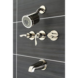 Serena Three-Handle 5-Hole Wall Mount Tub and Shower Faucet