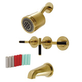 Kaiser Three-Handle 5-Hole Wall Mount Tub and Shower Faucet