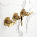 Convergent Triple-Handle Tub and Shower Faucet with Knurled Handle