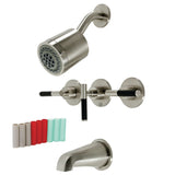 Kaiser Three-Handle 5-Hole Wall Mount Tub and Shower Faucet