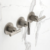 Convergent Triple-Handle Tub and Shower Faucet with Knurled Handle