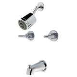 Convergent Double-Handle Tub and Shower Faucet with Knurled Handle