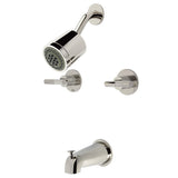 Convergent Double-Handle Tub and Shower Faucet with Knurled Handle