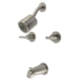 Convergent Double-Handle Tub and Shower Faucet with Knurled Handle