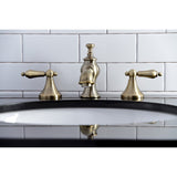 Vintage Two-Handle 3-Hole Deck Mount Widespread Bathroom Faucet with Brass Pop-Up Drain