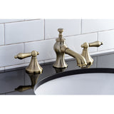 Vintage Two-Handle 3-Hole Deck Mount Widespread Bathroom Faucet with Brass Pop-Up Drain