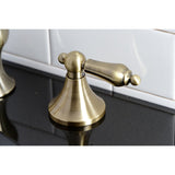 Vintage Two-Handle 3-Hole Deck Mount Widespread Bathroom Faucet with Brass Pop-Up Drain