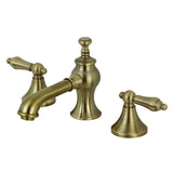 Vintage Two-Handle 3-Hole Deck Mount Widespread Bathroom Faucet with Brass Pop-Up Drain